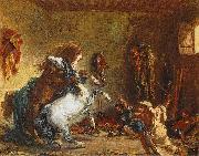 Eugene Delacroix Arab Horses Fighting in a Stable china oil painting reproduction